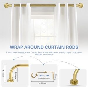 Gold Wrap Around Curtain Rod, Curtain Rods for windows 28 to 48 inch(2.3-4Ft)